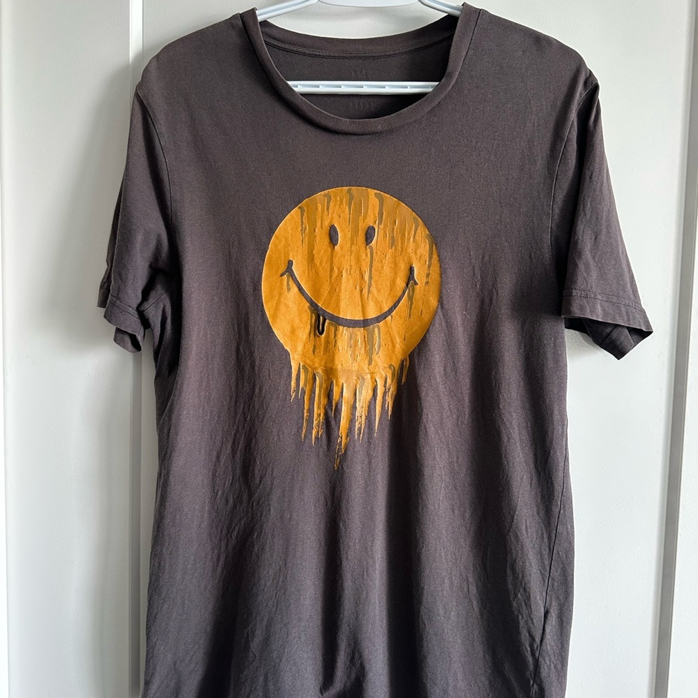 Coach Men’s Grey T-Shirt with Dripping Smiley Face